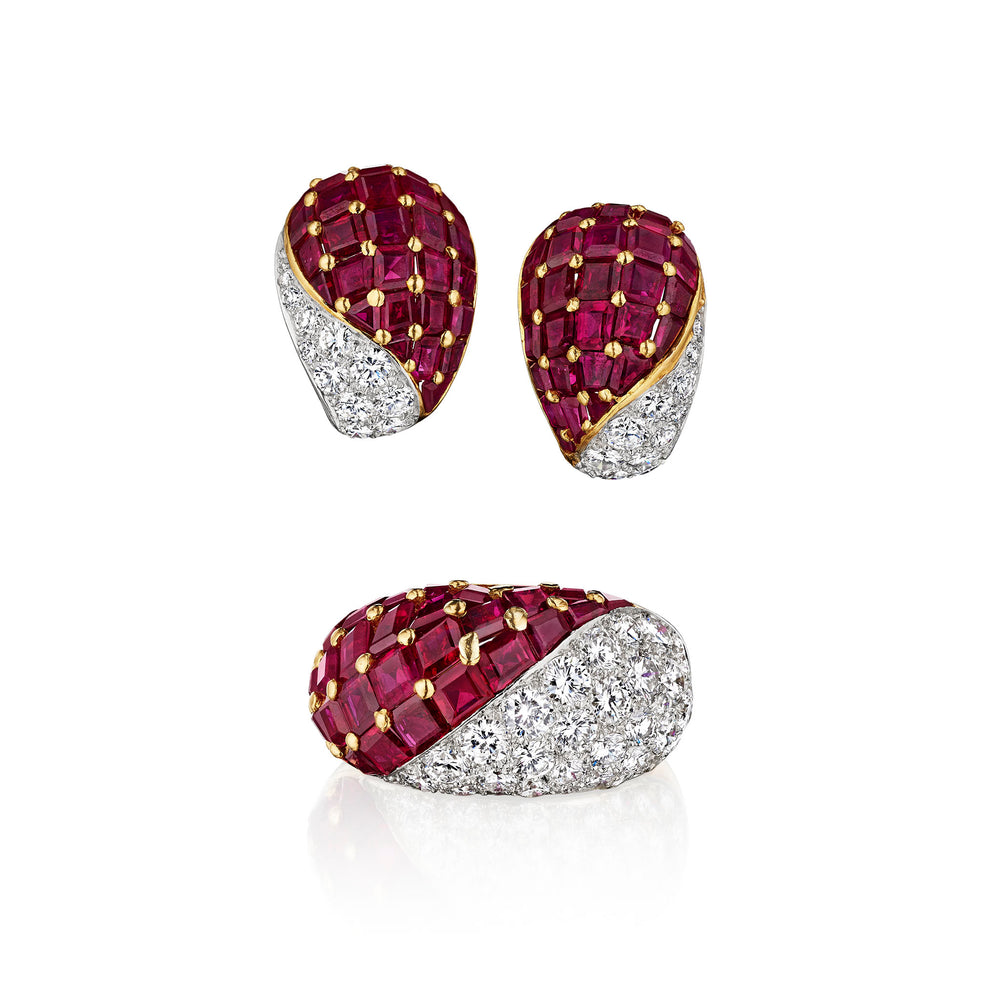 Macklowe Gallery Oscar Heyman Mid-Century Ruby and Diamond Suite