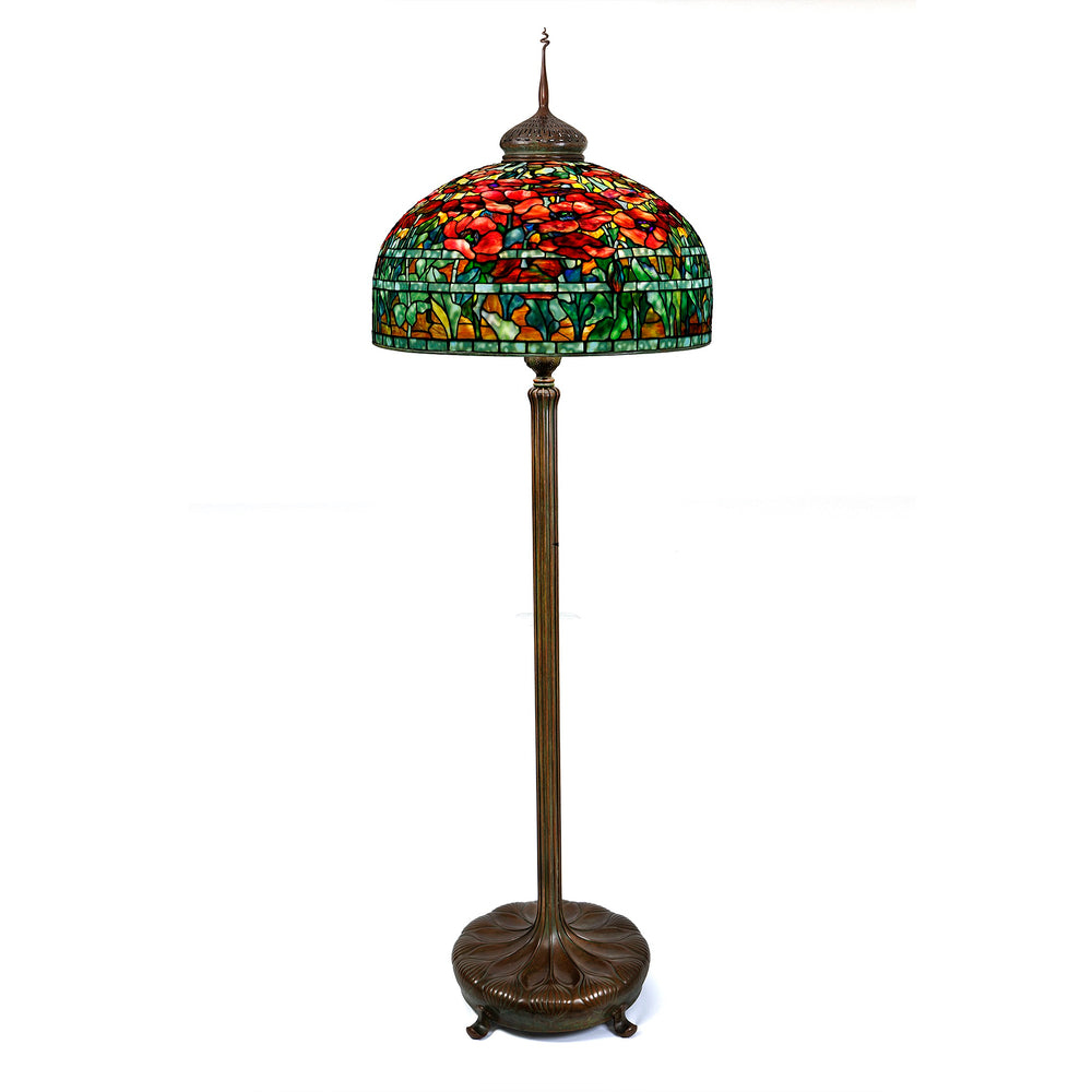 Macklowe Gallery Tiffany Studios New York "Oriental Poppy" Leaded Glass and Bronze Floor Lamp