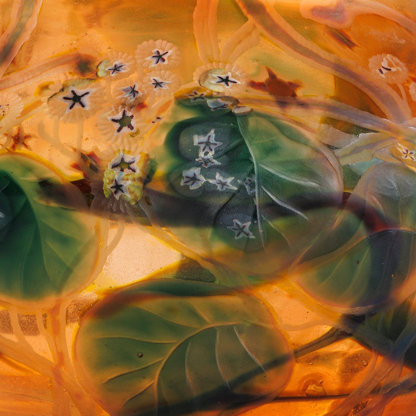 Macklowe Gallery Tiffany Studios New York "Leaf & Vine" Wheel-Carved Favrile Glass Vase